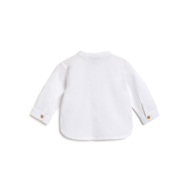 Boys White Solid Long Sleeve Shirt image number 1